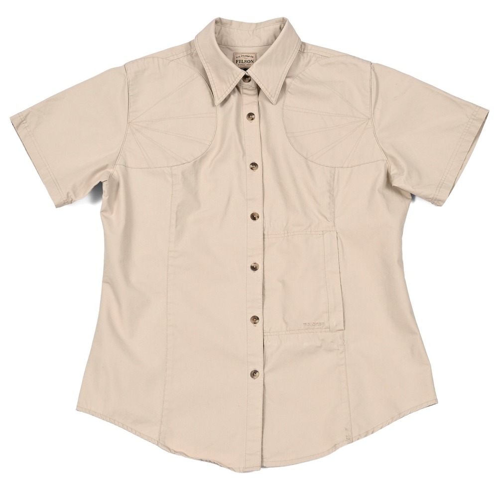 Filson Womens Field Shirt Button Up Tan Khaki Size Medium Hunting Shooting S/S